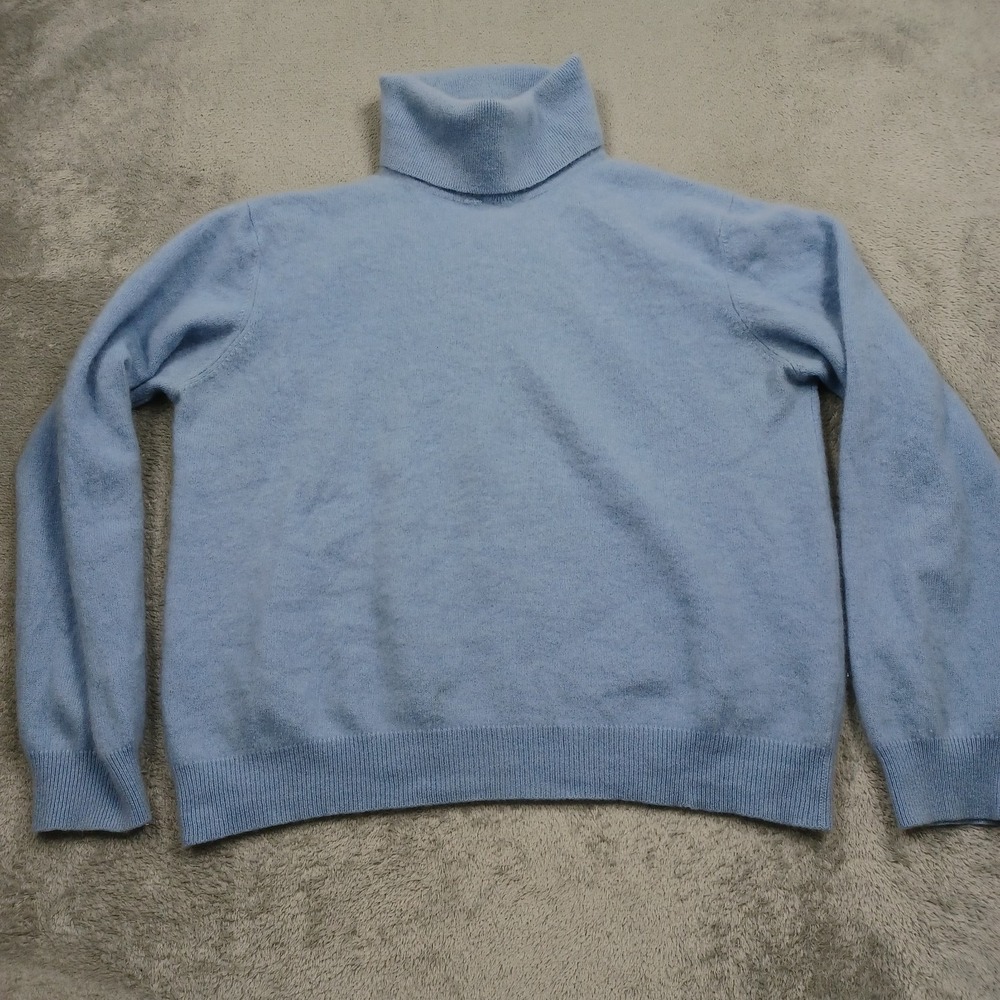 Griffen‎ Sweater Womens XL Blue Cashmere Pullover Turtleneck Preppy